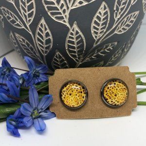 Druzy Stud Earrings Cheetah Print